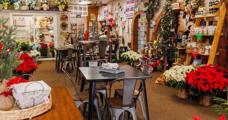Dining space with flowers