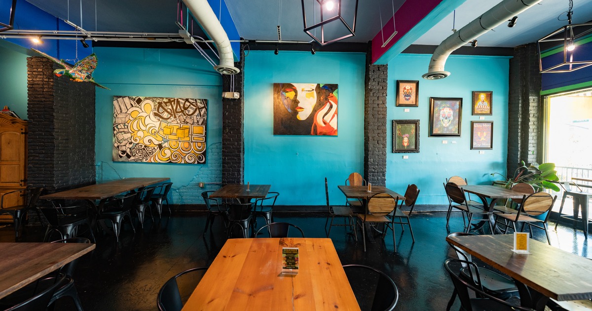 Diner area, tables and chairs