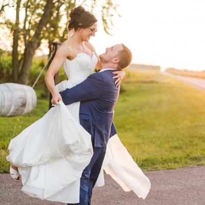 Wedding Couple on the Driveway at Next Chapter Winery.