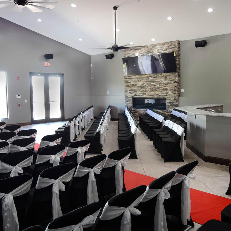 Seating rows prepared for an event.