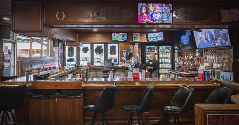 Interior, bar and bar stools