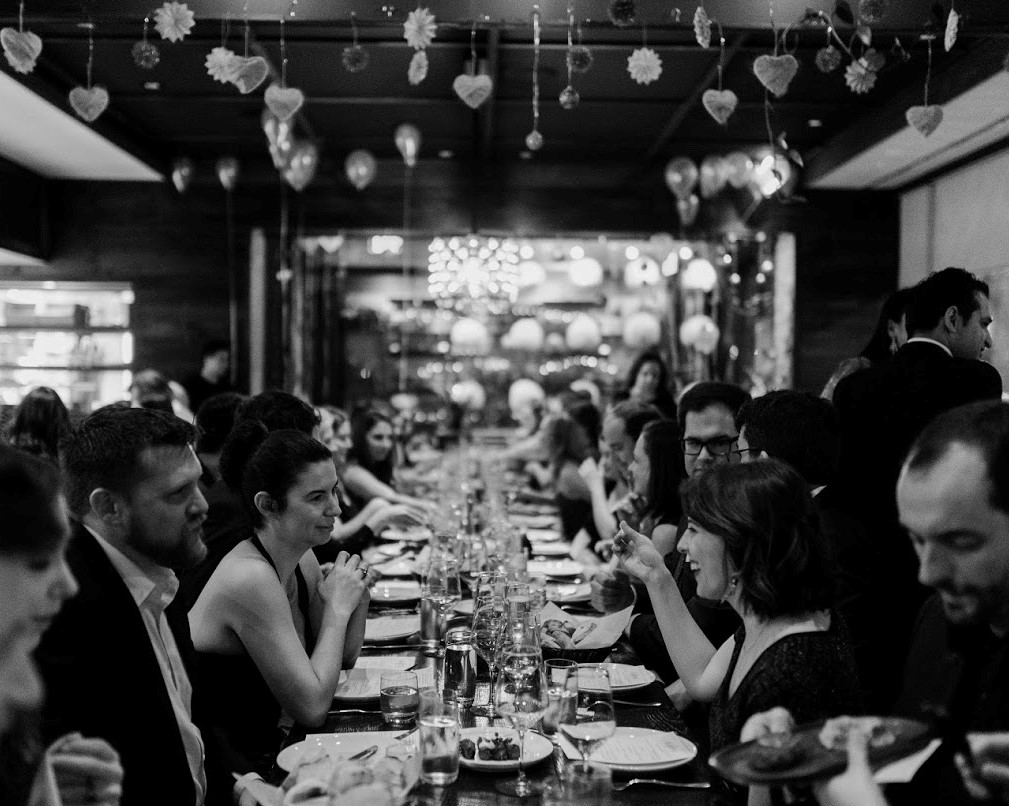 NYE - Supra Table Shot - Lively Crowd 2 - BW Version - CROPPED FOR VERTICAL ORIENTATION