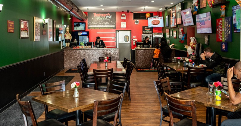 Interior, dining area with few customers