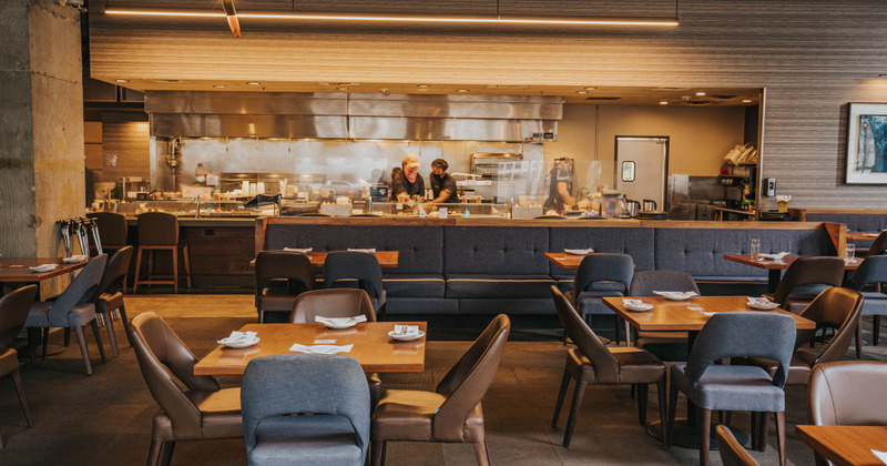 Dining area, staff in action  at the food counter