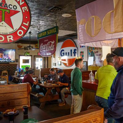 Interior, guests dining.
