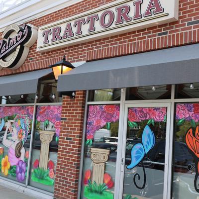 Exterior, ornamented windows.