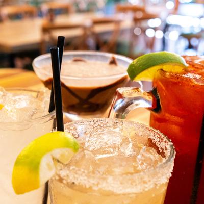 Variety of cocktails, close-up.