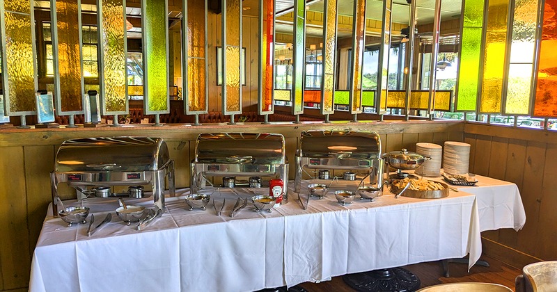 Buffet warming trays awaiting guests for private party