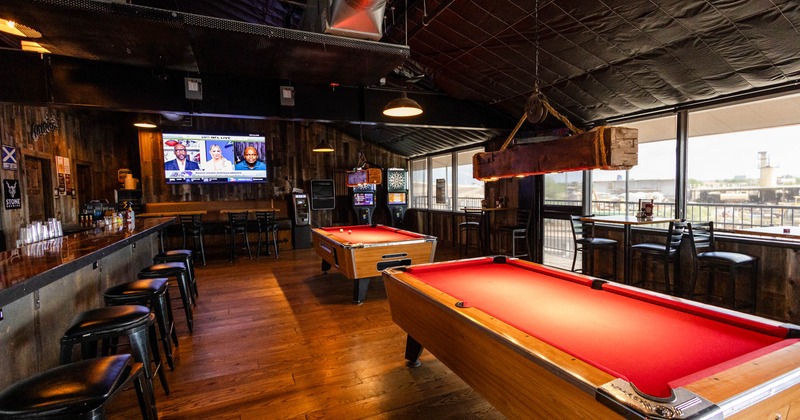 Interior, pool tables