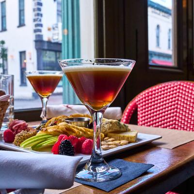 Charcuterie plate and Espresso Martini.