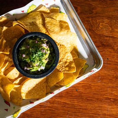Tortilla chips and guacamole.