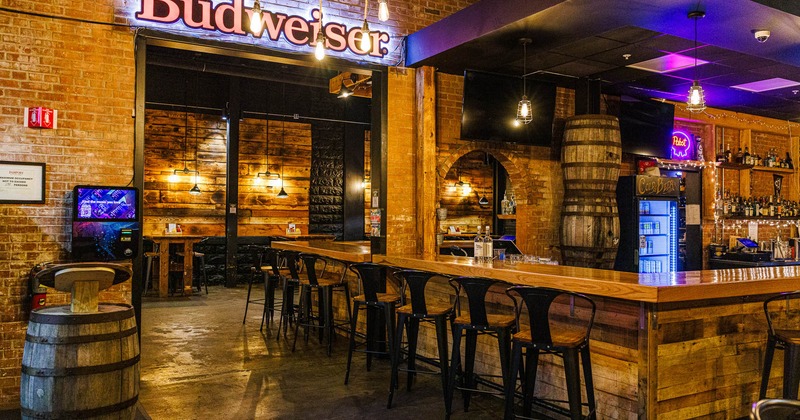 Interior, a bar with a bar stools