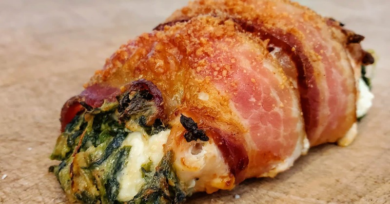 Bacon wrap with cheese and greens