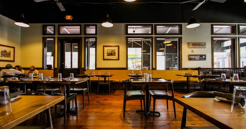 Interior, seating area with guests