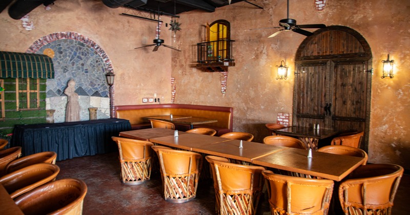 Interior, a long table with chairs