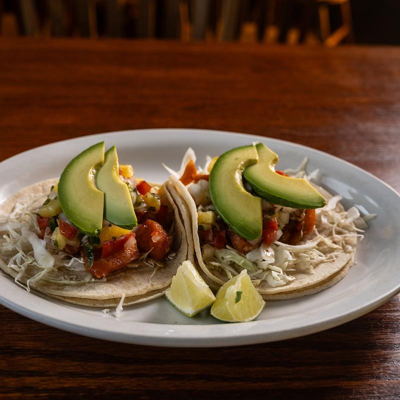 menu item 2 of 8, Agave Chili Salmon Tacos (minimum 2)