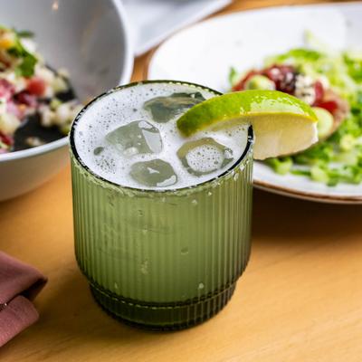 Classic margarita with lime garnish.