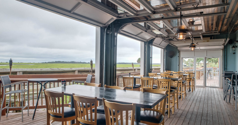 Exterior, tables lined up