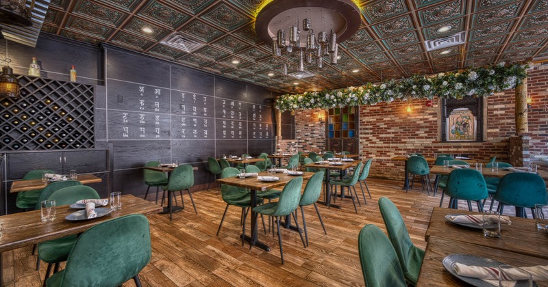 Interior, tables and chairs