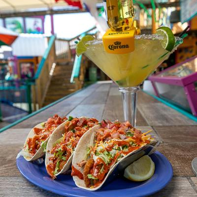 Tacos and Ultimate Coronarita cocktail.