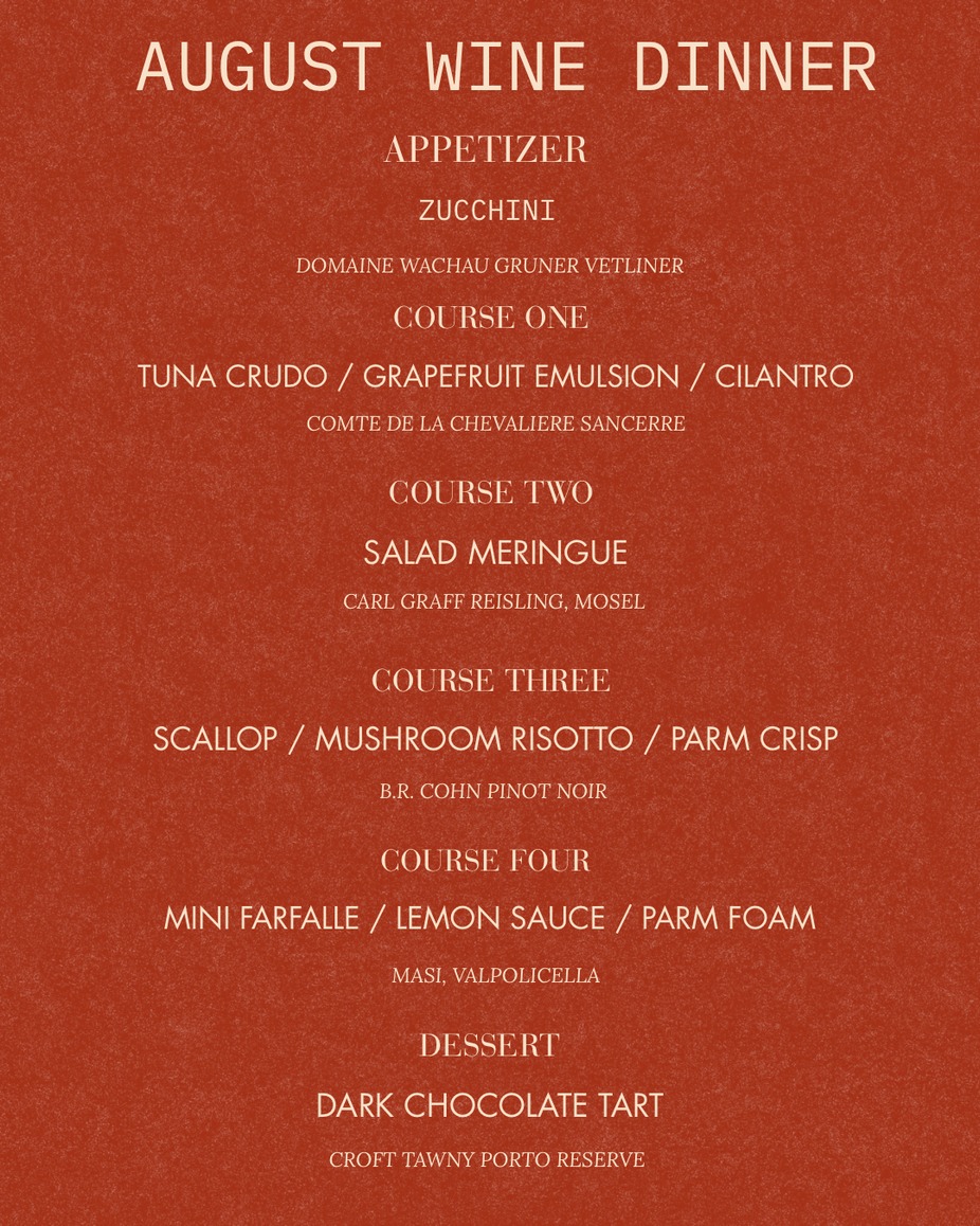 August Wine Dinner event photo