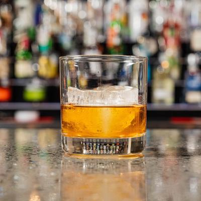 Woodford bourbon on the rocks.