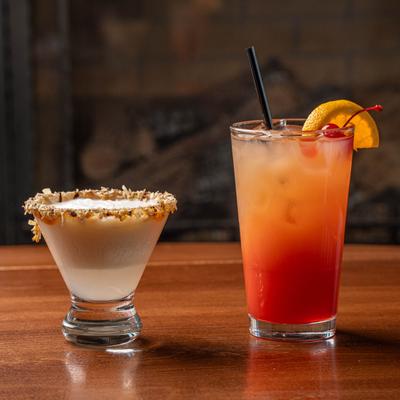 Two different cocktails served on the table.