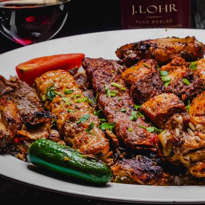 Platter with grilled meats.