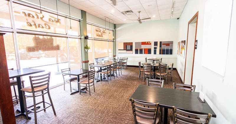 Interior, wide view, dining area