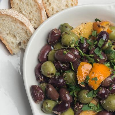 House Marinated Olives served with crostini bread
