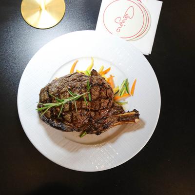 Grilled ribeye steak.