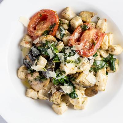 Homemade Ricotta Gnocchi Genovese.