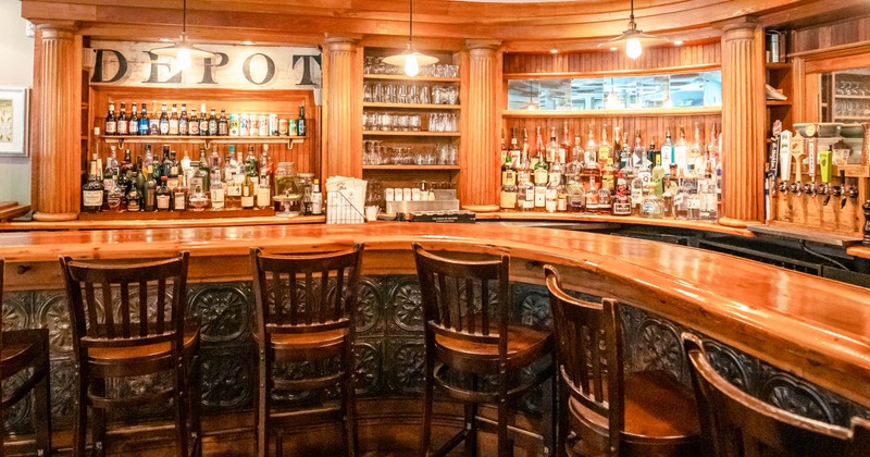 Bar area with bar stools