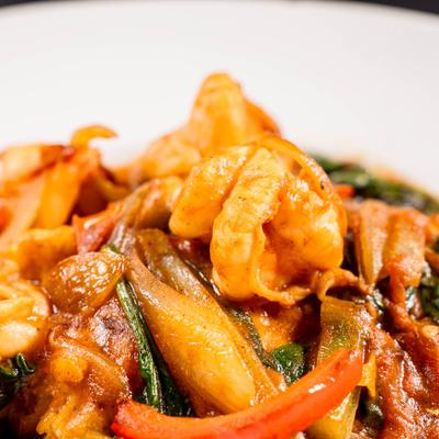 A close up view of Nola Shrimp and Grits