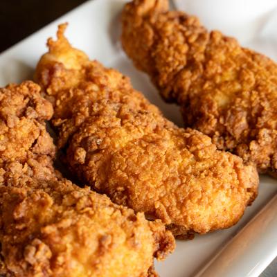 Fried chicken tenders, close-up.