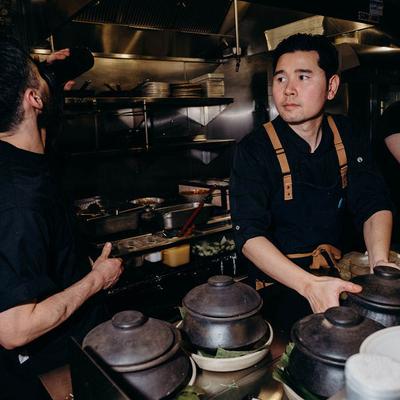 Dishes being prepared.