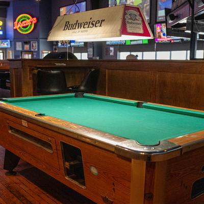 A pool table.