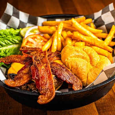 Big Ol' Bacon Cheeseburger and fries.