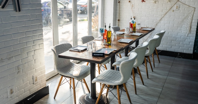 Interior, diner table for 8 person, chairs