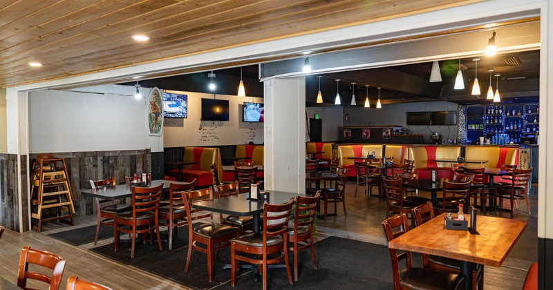 Dining area, tables ready for guests