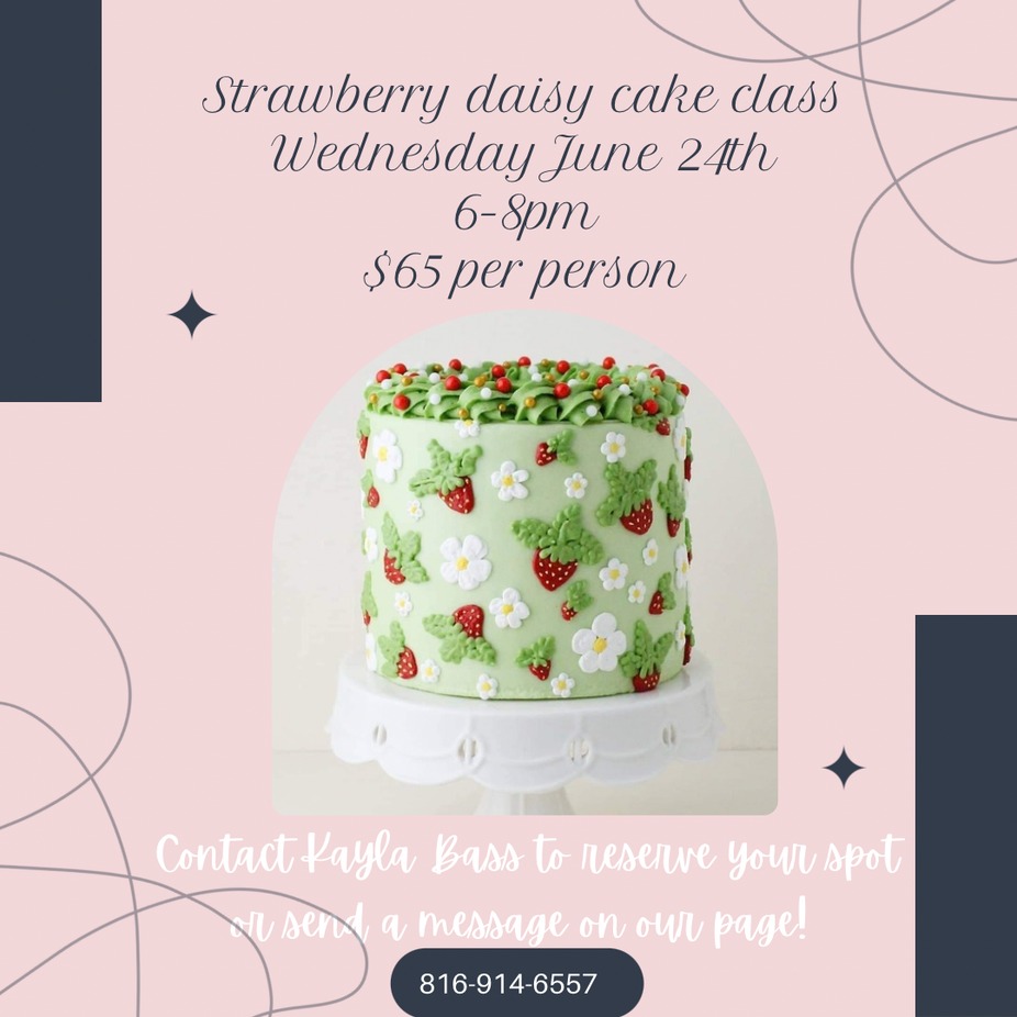 Strawberry and daisy cake class event photo