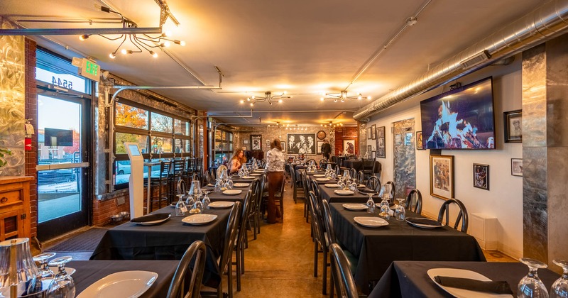 Interior, tables with tableware