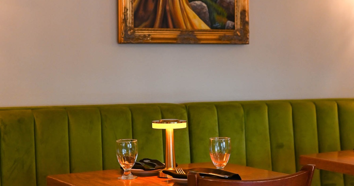 Interior, table set for guests