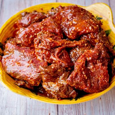 Marinated steak tips.