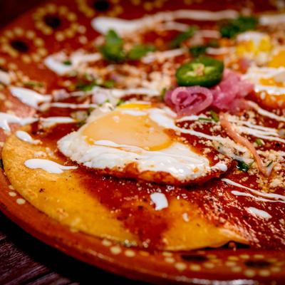 Huevos rancheros, close up.