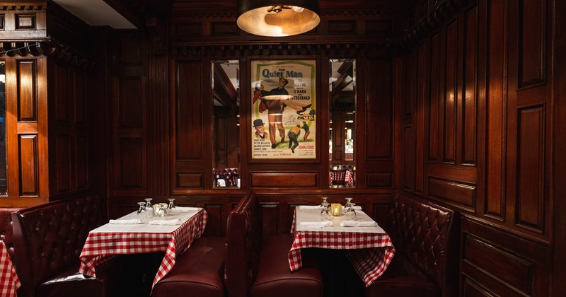 Dining booths, wooden interior