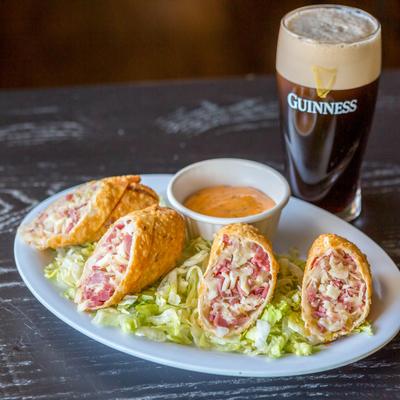 Irish Egg Rolls and Guinness beer.