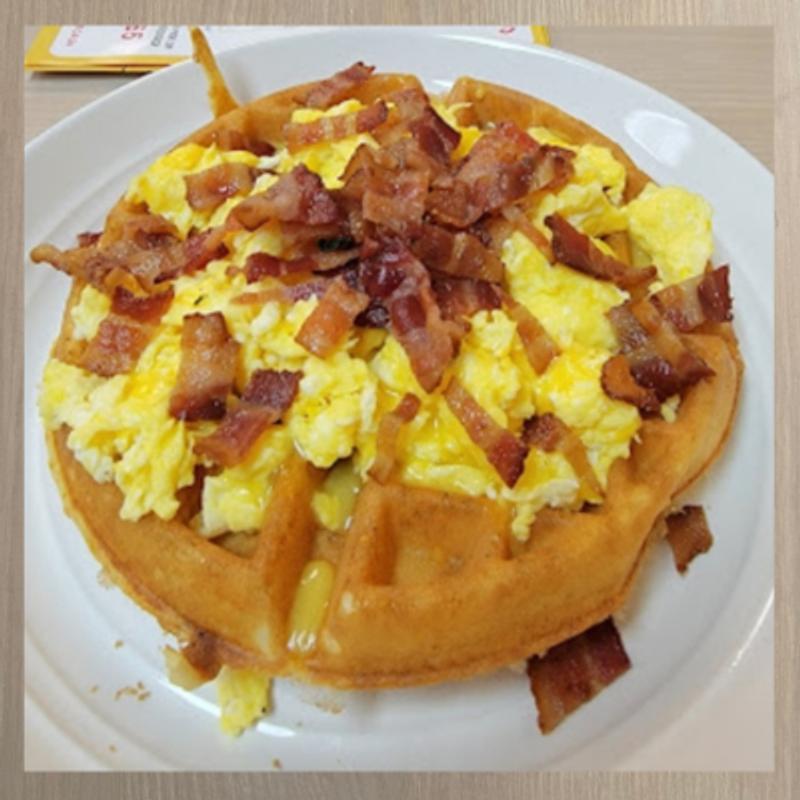 menu item 36 of 57, Bacon & Waffle Benedict
