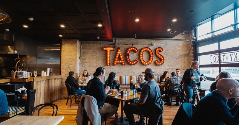 Interior, tables, chairs, bench seating