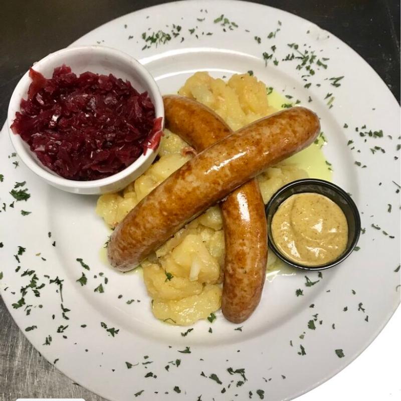 Bratwurst & Knackwurst An Sauerkraut photo